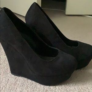 Black platform wedges